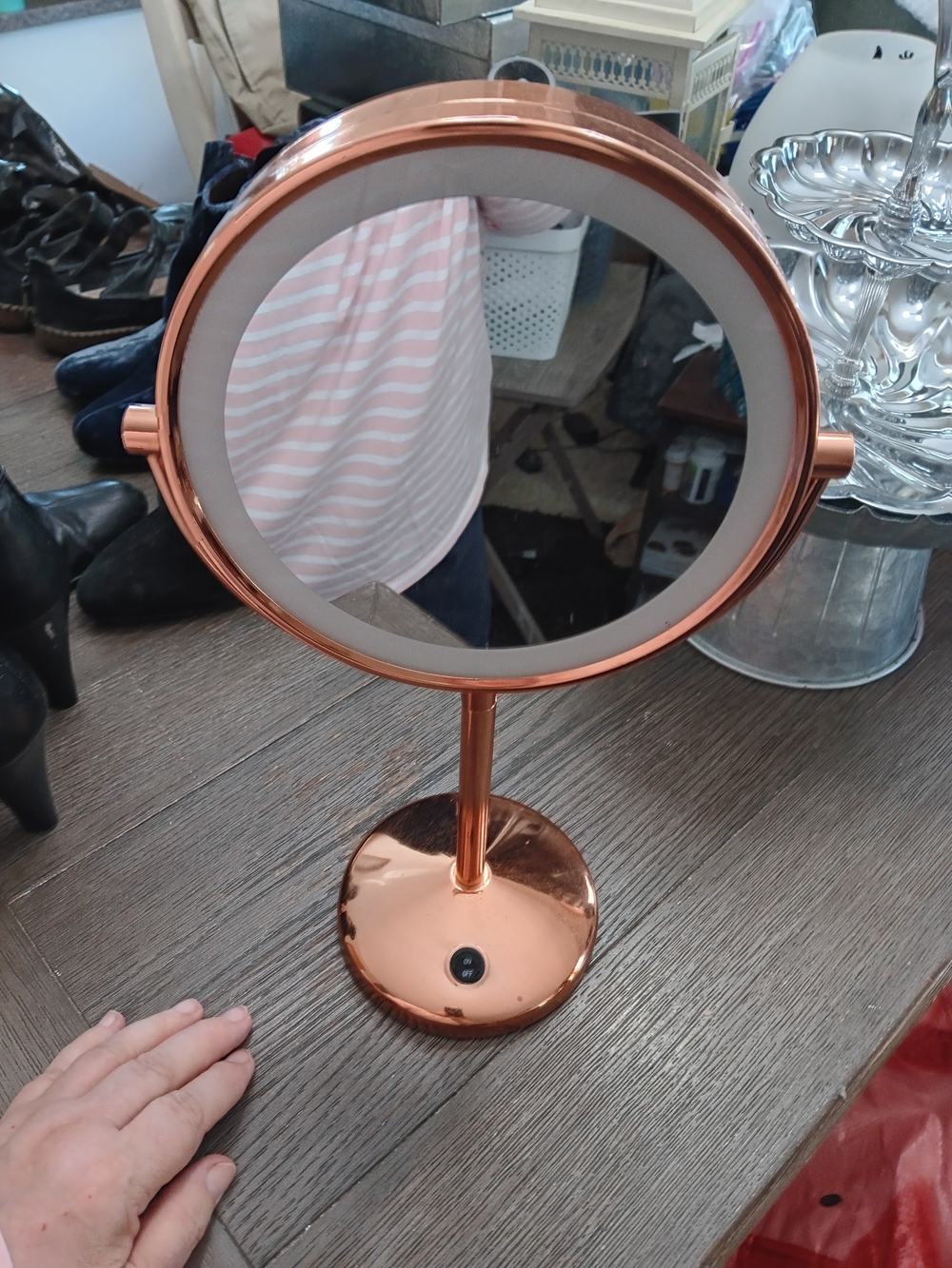 Unk Copper Finish Double-Sided LED Vanity Mirror